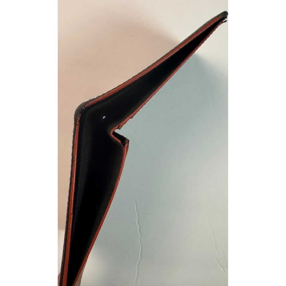 Rag & Bone Mens Black Leather Bifold Wallet with Red Contrast Edge